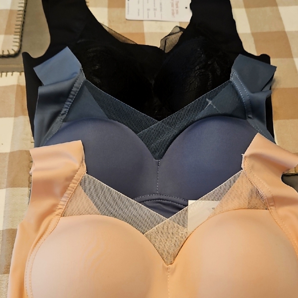 Stylish Women's Bra Set - Black, Blue, and Nude